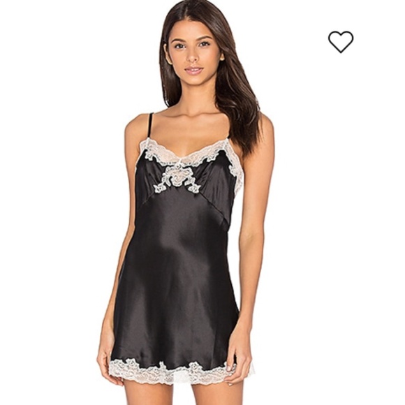 victoria's secret lingerie lace and satin slip dress - black & white, size s - Picture 1 of 8